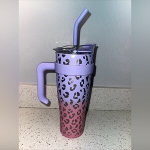 Leopard Print Tumbler with Straw